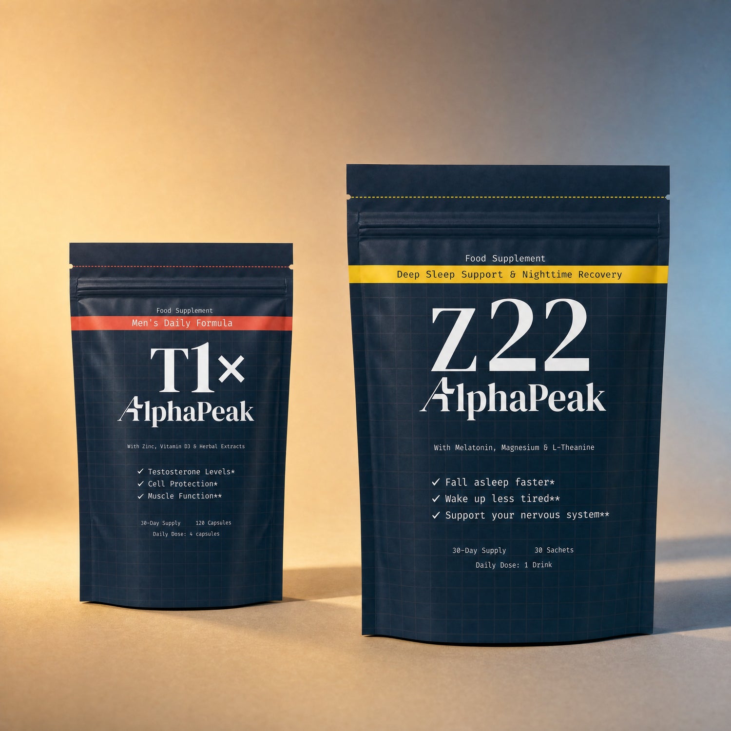 T1x and Z22 pouches with Z22 sachets